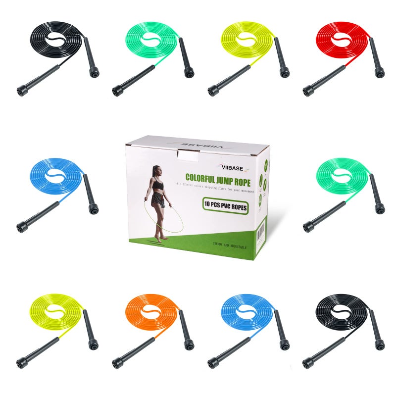 VIIBASE Pack PVC Jump Rope for Cardio Fitness - Versatile Adjustable Skipping Rope for Women Men Kids, Speed Jump Rope for Exercise,9 Feet - Image 1