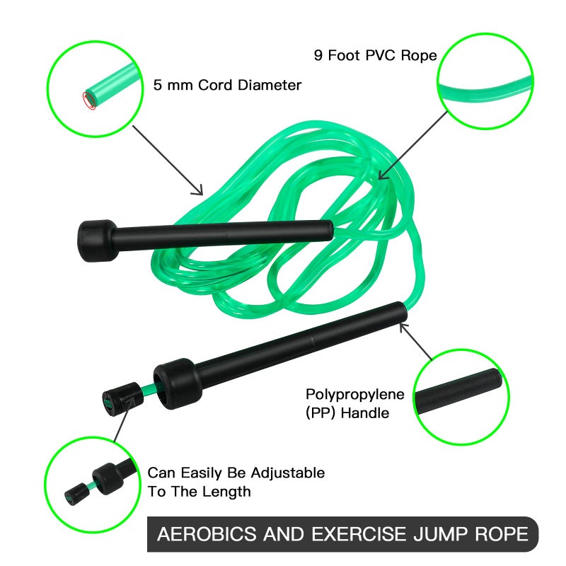 VIIBASE Pack PVC Jump Rope for Cardio Fitness - Versatile Adjustable Skipping Rope for Women Men Kids, Speed Jump Rope for Exercise,9 Feet - Image 3