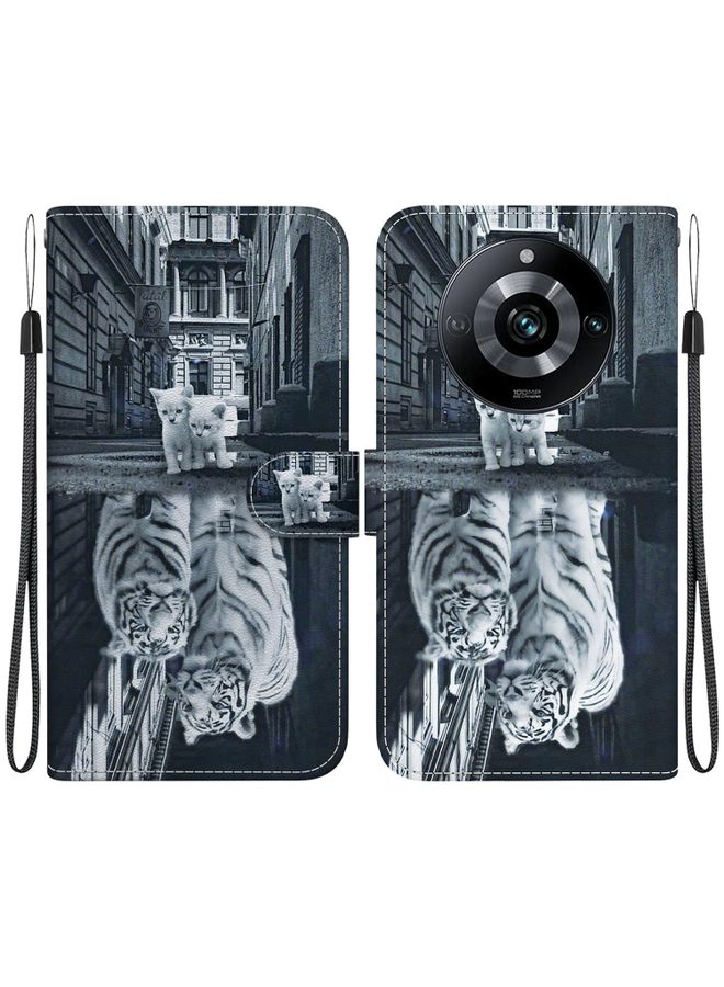 Case Cover For Realme 11 Pro 5G / 11 Pro+ Crystal Texture Colored Drawing Leather Phone Case Cat Tiger Reflection