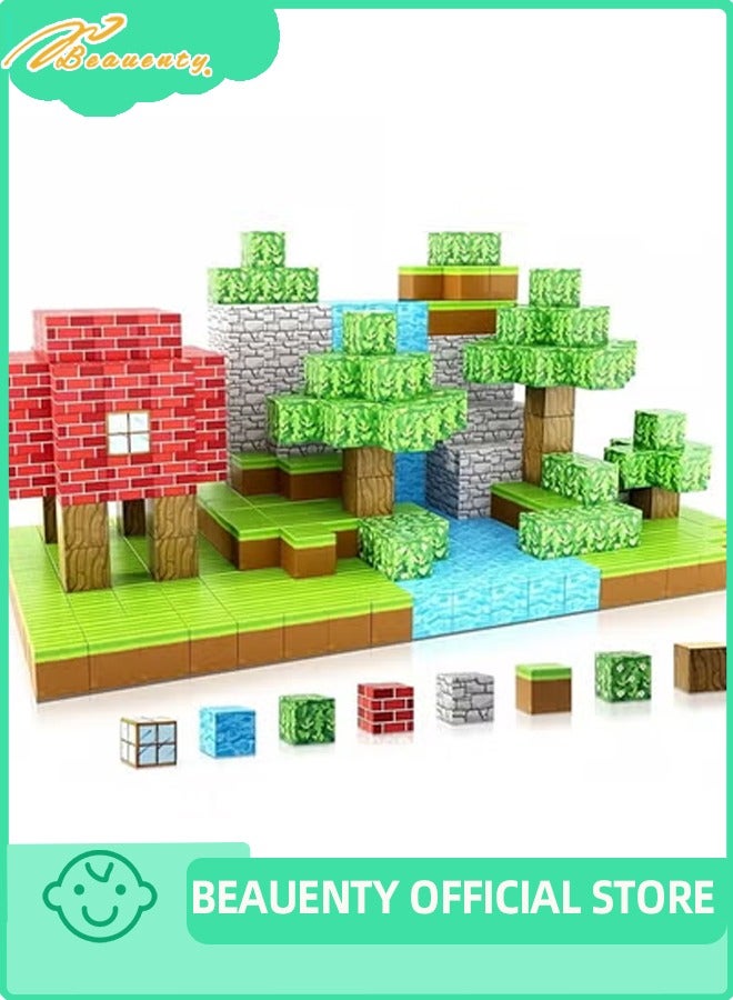 Beauenty 100PCS Magnetic Blocks for Boys & Girls Age 3-8, STEM Montessori Sensory Toys for Toddlers, Gifts for 3+ Years Old Kids, 2CM Magnet Cubes Classroom Must Haves Construction Toys - Image 1