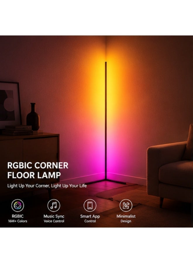 جروفميد .。مصباح أرضي LED RGBIC مع بلوتوث وتحكم باللمس وتوافق تطبيقي - تصميم عصري بسيط - Image 4