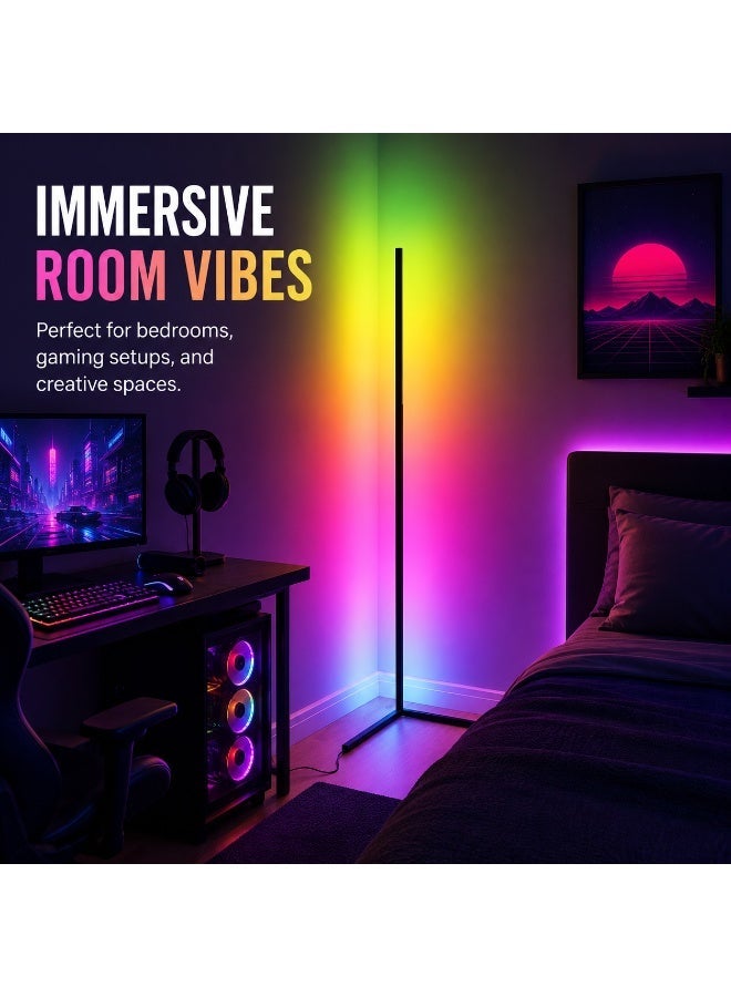 جروفميد .。مصباح أرضي LED RGBIC مع بلوتوث وتحكم باللمس وتوافق تطبيقي - تصميم عصري بسيط - Image 5