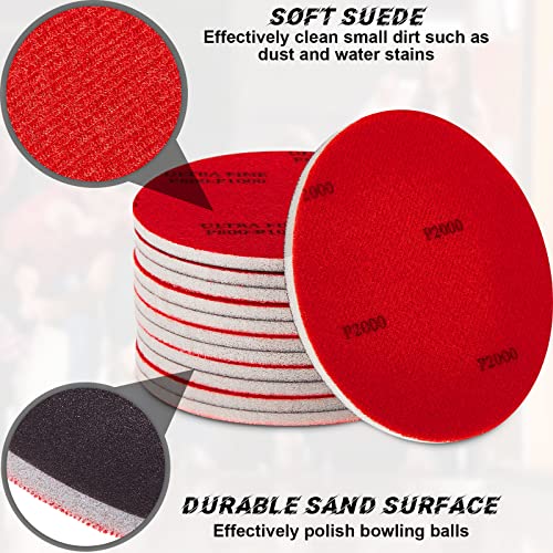 Maitys 12 Pieces Bowling Sanding Pads Bowling Ball Spinner Ball Sanding Sand Pads Grit 500, 1000, 2000 Resurfacing Polishing Cleaning Kit - Image 4