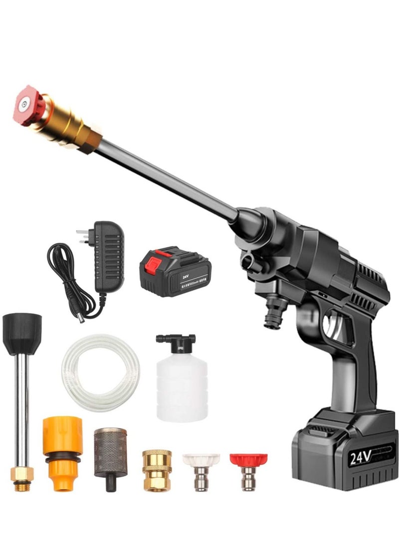 24V Cordless Portable Washer Electric High Pressure Cleaner Machine 200W 30Bar Lithium Handheld Car Cleaning Device With Foam Generator Nozzle Water Pump - Image 1