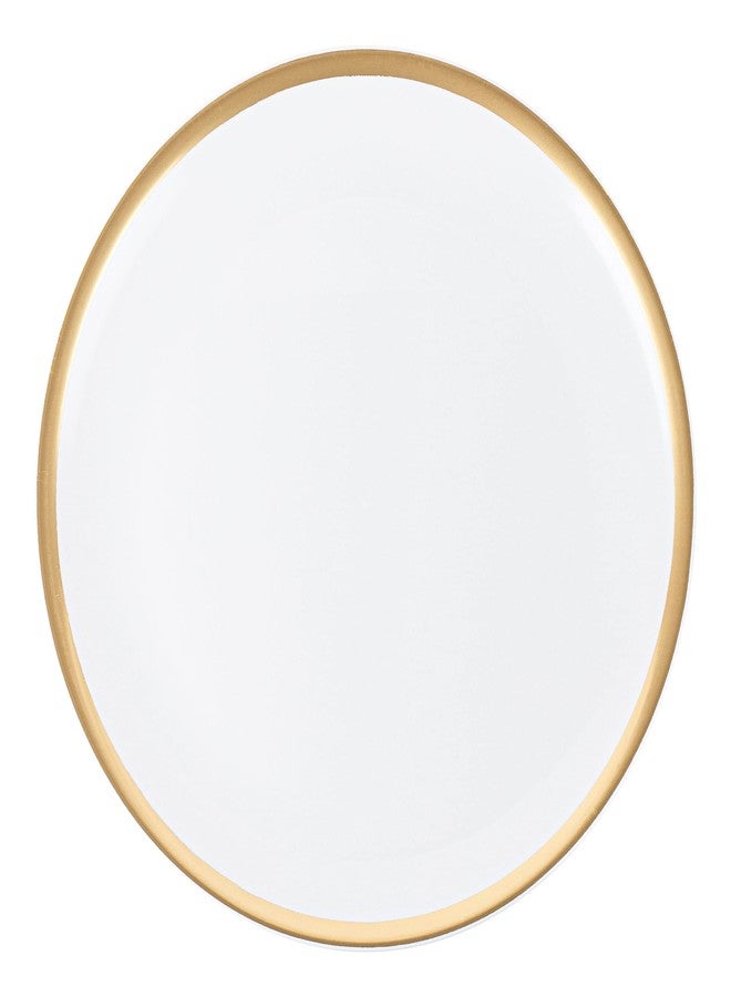 PLASTICPRO صواني تقديم بلاستيكية من PLASTICPRO - أطباق تقديم دائرية بحافة ذهبية 14×14 بوصة، أطباق حفلات للاستخدام مرة واحدة، عبوة من قطعتين - Image 3