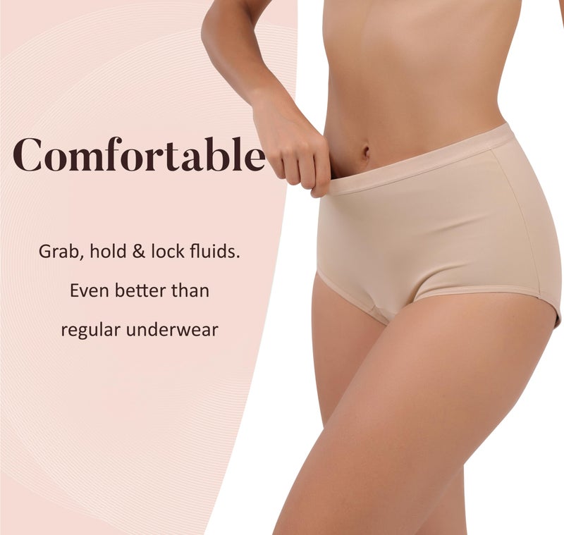 AIRCUTE Super Absorbent Incontinence Underwear for Women Leak Proof Heavy Bladder Leakage Night Briefs 150ML(Beige, Large) - Image 5