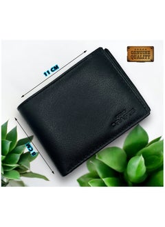 MARIO DRAFTS Mario Drafts Genunine Leather Bifold Wallet, Black  - Image 3