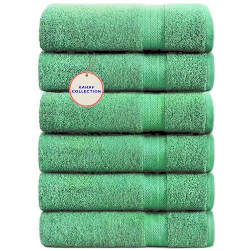 KAHAF COLLECTION 100% Cotton Bath Towels, 24x48 Pack of 6 Towels, Quick Dry, Highly Absorbent, Soft Feel Towel, Gym, Spa, Bathroom, Shower, Pool, Luxury Soft Towels (Light Green, 24x48-6 Pack) - Image 1