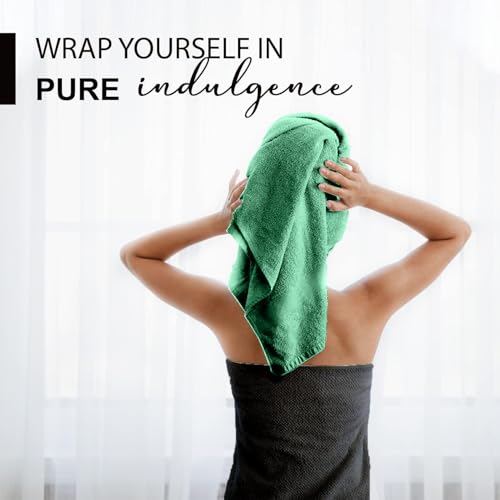 KAHAF COLLECTION 100% Cotton Bath Towels, 24x48 Pack of 6 Towels, Quick Dry, Highly Absorbent, Soft Feel Towel, Gym, Spa, Bathroom, Shower, Pool, Luxury Soft Towels (Light Green, 24x48-6 Pack) - Image 2