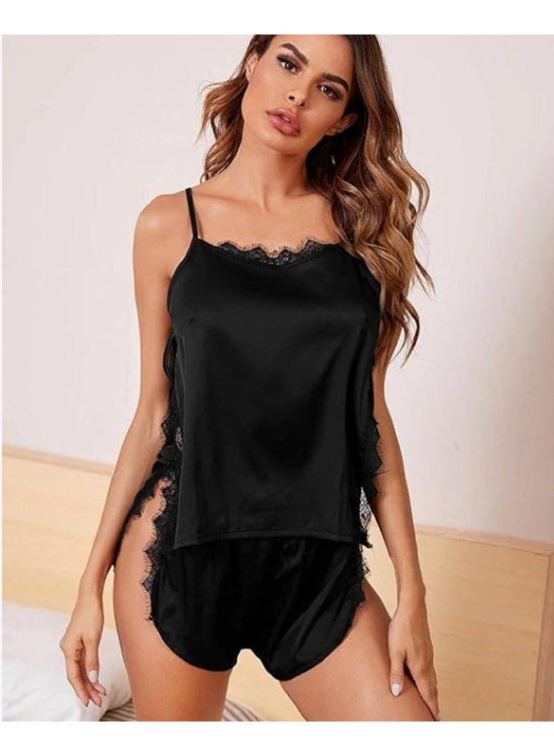 مانيكان طقم نسائي مكون من قطعتين بأطراف من الدانتيل وفتحتين جانبيتين - Image 1