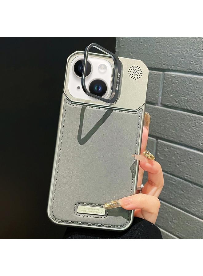 زبون حافظة لهاتف iPhone 13 مع حامل معدني وغطاء جلدي عادي وغطاء هاتف MagSafe - Image 1