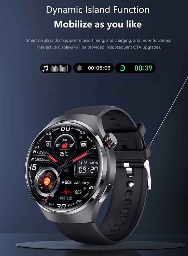 RollsTimi  Men's Smart Health Sports Watch, Bluetooth Call, 1.6-Inch Large Screen, Health Monitoring, Music Control, IP68Waterproof, 21-Day Battery Life, ECG Analysis, Compatible With Andriod& iOS (GT4Pro Black) - Image 4