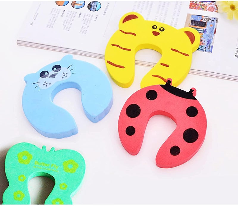 DHRUSIMI Finger Pinch Guard Protector for Baby,Cartoon Animal Door Stopper for Kids,Baby Finger Protector,and Protect Child or Pet from Getting Locked in Room (Random, Pack of 2) - Image 1