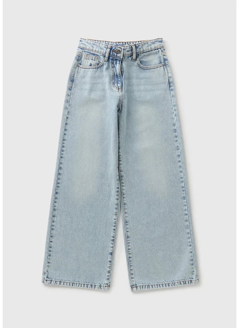 Matalan Girls Light Wash Wide Leg Jeans