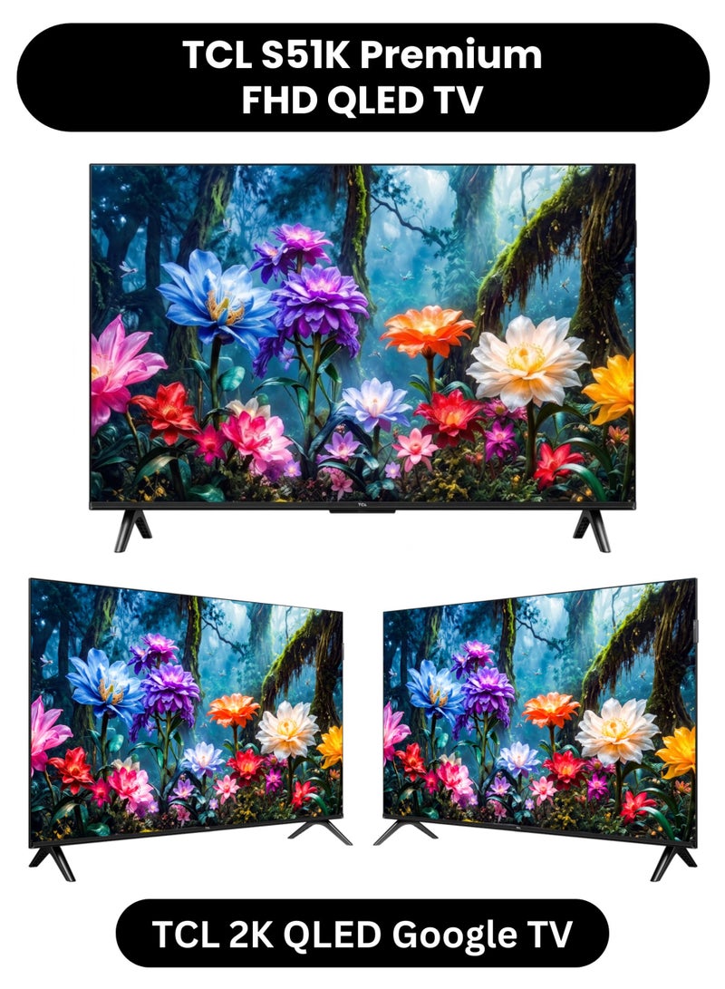 TCL 43-Inch S51K 2K QLED Smart TV (2026 UAE Version) - TCL 43" Google TV, 43S51K FHD QLED TV with Vivid Color, HDR10, Dolby Audio, Google Cast, Game Mode, Kids Profile, Metallic Bezel-Less Slim Design 43S51K Black - Image 3