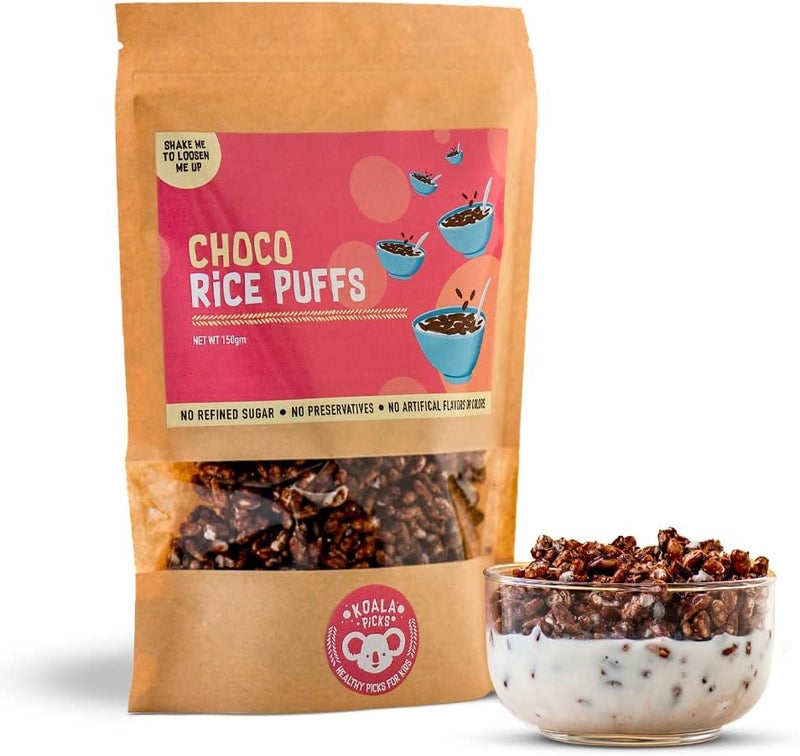 Koala Picks Choco Rice Puffs 150g – Free from Refined Sugar, Preservatives, and Artificial Flavors, Healthy Chocolate Snack for Kids & Adults, Crunchy & Delicious - Image 1