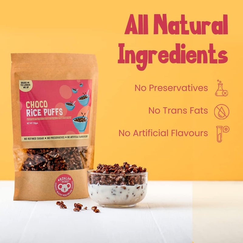 Koala Picks Choco Rice Puffs 150g – Free from Refined Sugar, Preservatives, and Artificial Flavors, Healthy Chocolate Snack for Kids & Adults, Crunchy & Delicious - Image 3