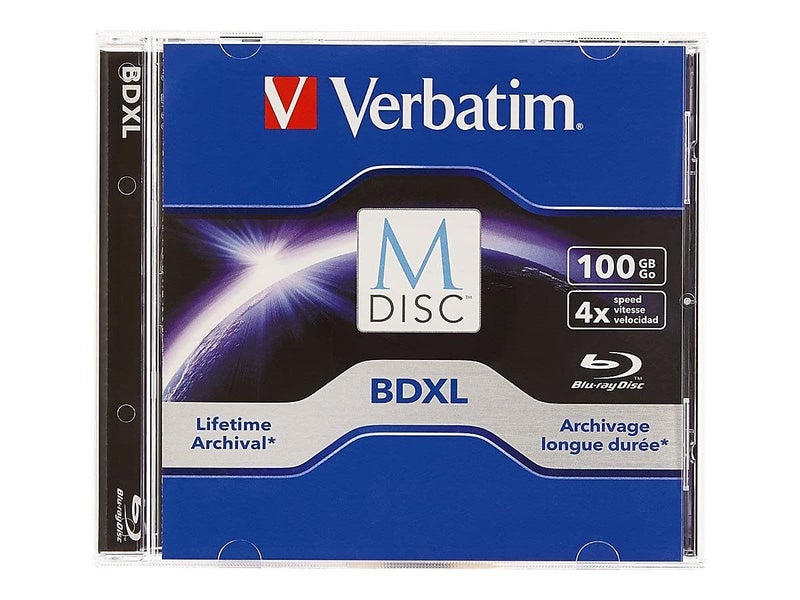 Verbatim M DISC BDXL 100GB 6X with Branded Surface Blank Blu-Ray Recordable Media – 1pk Jewel Case - Image 1