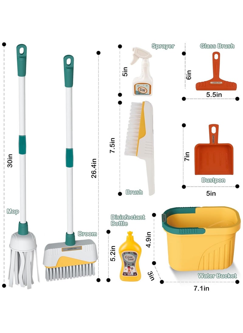 ماركة غير محددة - Kids Cleaning Set 8 pcs Housekeeping Pretend Play Set Toddler Cleaning Set Broom and Mop Set for Toddler Pretend Home Cleaning Play Toy - Image 1