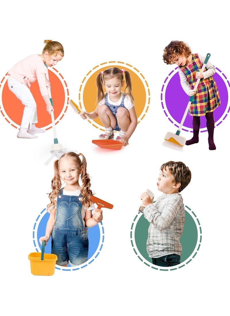 ماركة غير محددة - Kids Cleaning Set 8 pcs Housekeeping Pretend Play Set Toddler Cleaning Set Broom and Mop Set for Toddler Pretend Home Cleaning Play Toy - Image 1