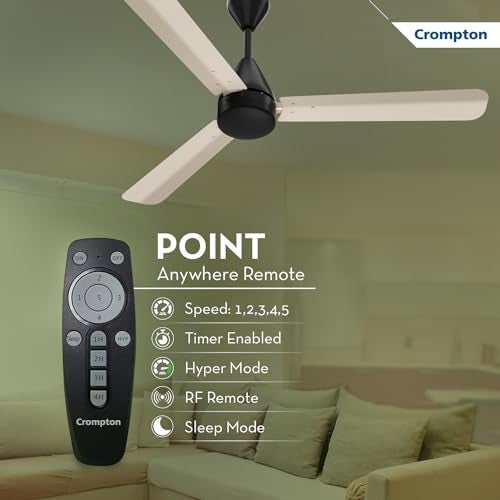 Crompton Energion Hyperjet 1200mm BLDC Ceiling Fan | Point Anywhere Remote Control | BEE 5 Star Rated Energy Efficient | Superior Air Delivery | Anti-Rust | 2 Year Manufacturer Warranty | Ivory Black - Image 5