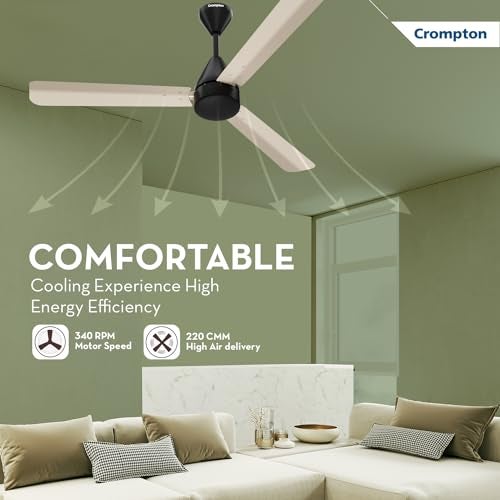 Crompton Energion Hyperjet 1200mm BLDC Ceiling Fan | Point Anywhere Remote Control | BEE 5 Star Rated Energy Efficient | Superior Air Delivery | Anti-Rust | 2 Year Manufacturer Warranty | Ivory Black - Image 3