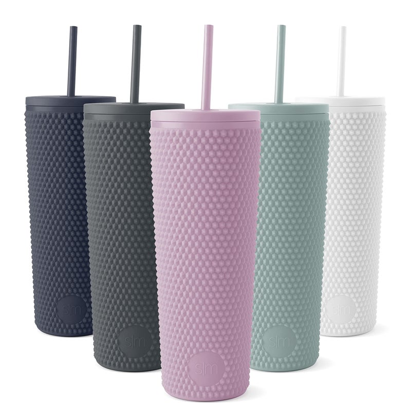 Simple Modern Plastic Matte Studded Tumbler with Lid and Straw | Reusable BPA Free Iced Coffee Cups Double Wall Smoothie Cup | Gifts for Women Men Him Her | Classic Collection | 24oz | Lavender Mist - Image 1