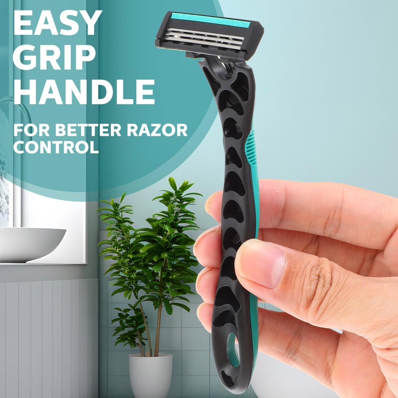 Leriton 50 Pcs Men's Disposable Razors Bulk 3 Blade Men Razors for Head Sensitive Skin Comfortable Shave - Image 3