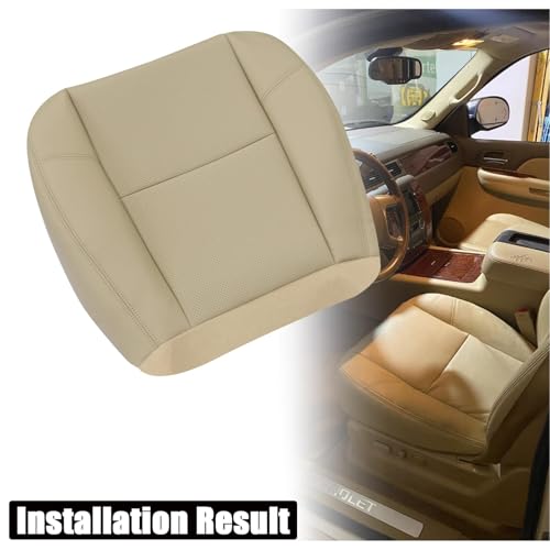 NLQR Cashmere Tan #333 313 Leather Perforated Driver or Passenger Bottom Replacement Seat Cover Compatible with Cadillac Escalade 2009 2010 2011 2012 2013 2014 Chevy Tahoe GMC Sierra Yukon 2007-2014 - Image 3