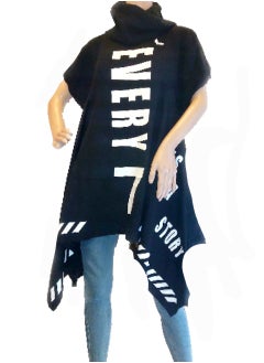Generic Women tricot printed asymmetrical sweater pullover high neck  - Image 1