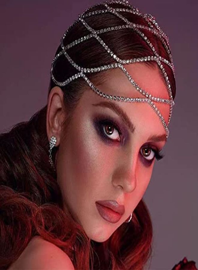Fdesigner Crytsal Head Chain Silver Cap Headpieces Party Rhinestone Flapper Hairpieces Jewelry Gatsby Belly Dance Cleopatra Hair Accessories For Women - Image 1