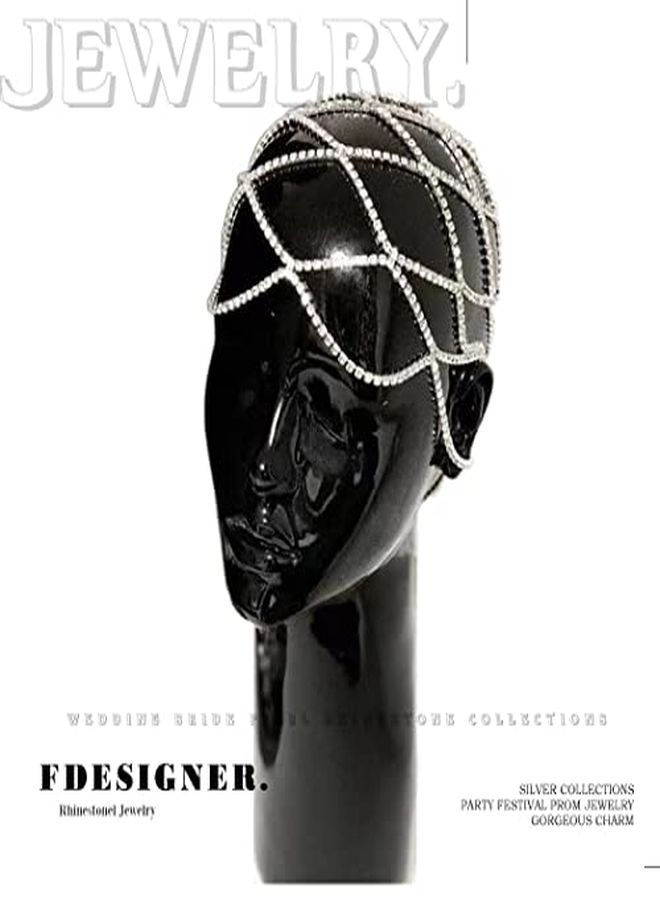 Fdesigner Crytsal Head Chain Silver Cap Headpieces Party Rhinestone Flapper Hairpieces Jewelry Gatsby Belly Dance Cleopatra Hair Accessories For Women - Image 4