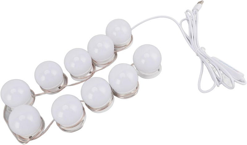 تصميم مضاد للانزلاق أضواء زيروديس LED للماكياج تعمل بالطاقة عبر USB مع 10 مصابيح قابلة للتعتيم لمرآة المكياج، درجة حرارة اللون قابلة للتعديل، مثالية لغرف الملابس والحمامات. نقل واستخدام معا - Image 5