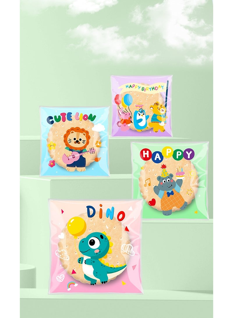 Kawkab 100 Self-Sealing Cartoon Animal Cookie Bags, Resealable Cookie Snack Cellophane Bags, Plastic Bags for Baking Cookies and Candies (2.8 x 2.8 inches) - Image 3
