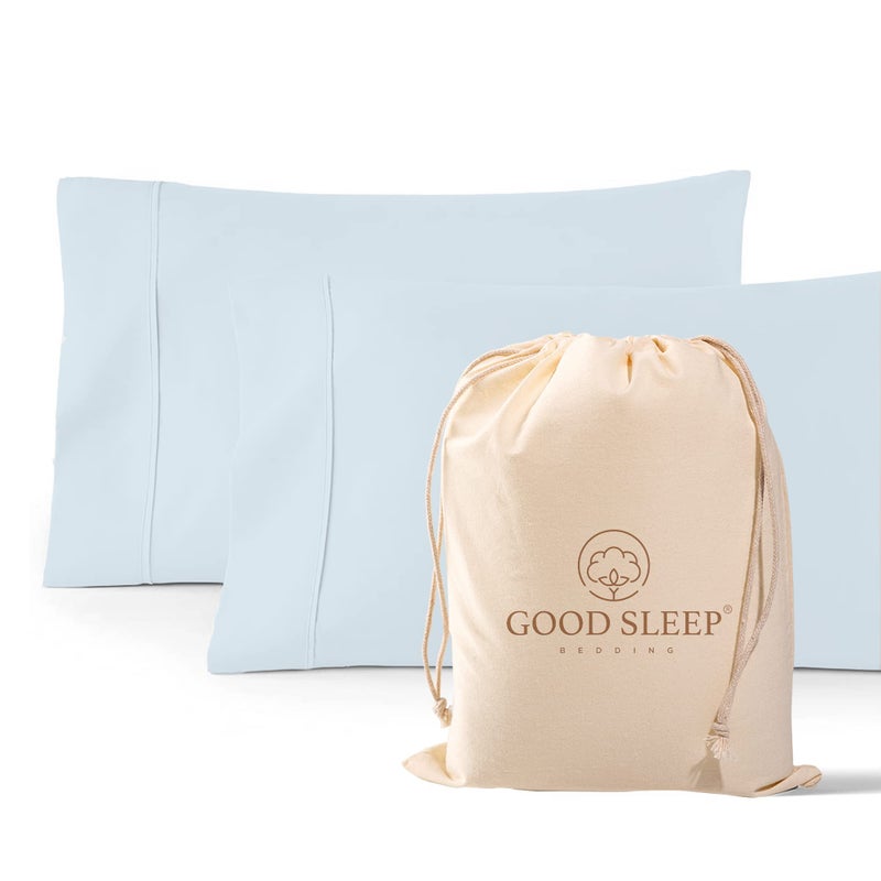 1000 TC Light Blue King Pillowcases Set of 2 100 Egyptian Cotton Pillow Cases with Long Staple Cotton  Sateen Weave Silky Soft Hotel  Like Bed Pillow Covers for Comfy Sleeping Snug Fit