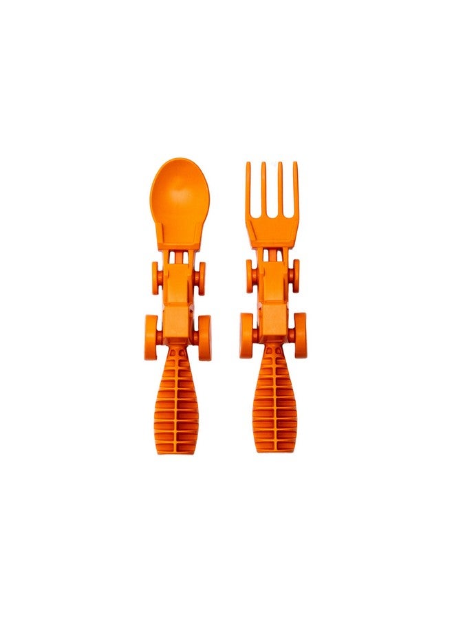Constructive Eating - Toddler Utensils Made in USA, Dishwasher Safe, BPA Free, Easy Grip Handle, Silverware for Toddlers, Utensils for Kids, Toddler Fork and Spoon - Image 1