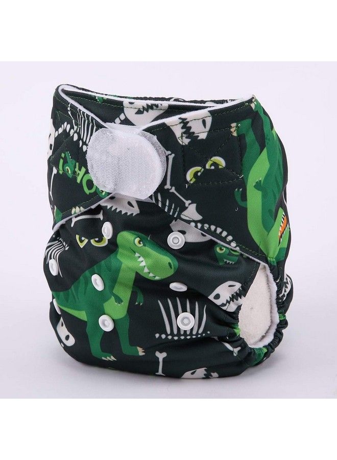 Sigzagor Baby Pocket Cloth Diaper Nappy Wide Hook And Loop For Boys (Green Dinosaurs) - Image 3