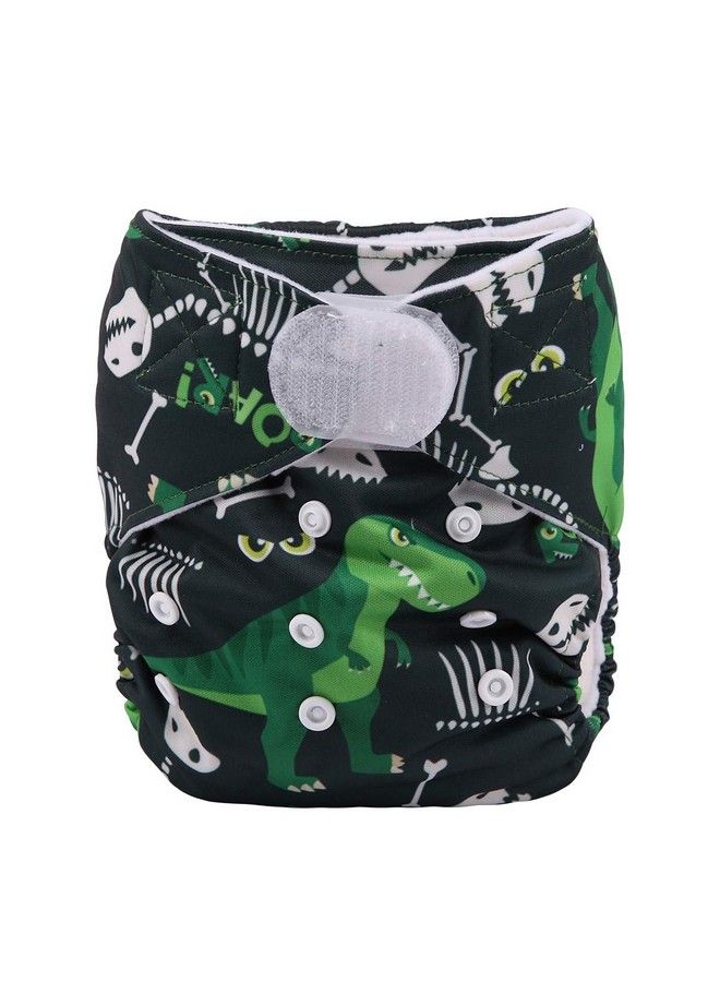 Sigzagor Baby Pocket Cloth Diaper Nappy Wide Hook And Loop For Boys (Green Dinosaurs) - Image 2