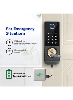 LAESO Tuya WiFi IP66 Waterproof Smart Door Lock, Outdoor Garden Double Side Fingerprint Lock, IC Card Code Key Remote App Home Electronic Rim Lock, Keyless Access Electronic Lock  - Image 2
