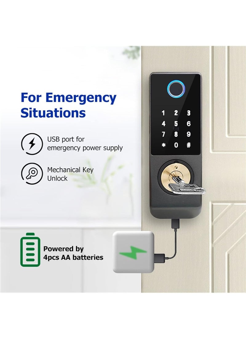 LAESO Tuya WiFi IP66 Waterproof Smart Door Lock, Outdoor Garden Double Side Fingerprint Lock, IC Card Code Key Remote App Home Electronic Rim Lock, Keyless Access Electronic Lock  - Image 2