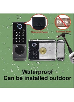 LAESO Tuya WiFi IP66 Waterproof Smart Door Lock, Outdoor Garden Double Side Fingerprint Lock, IC Card Code Key Remote App Home Electronic Rim Lock, Keyless Access Electronic Lock  - Image 3