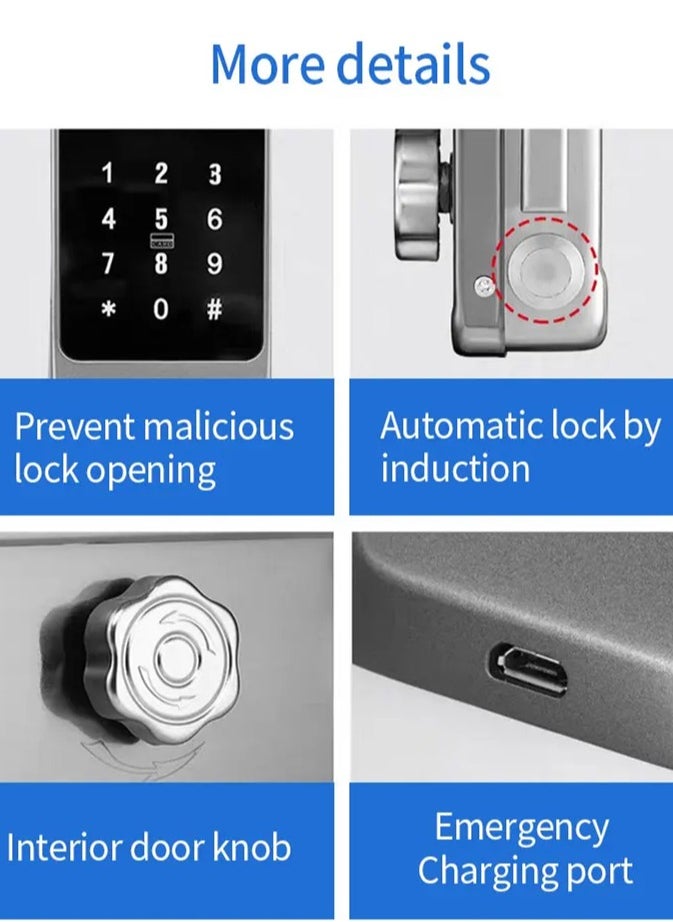 Tuya WiFi IP66 Waterproof Smart Door Lock, Outdoor Garden Double Side Fingerprint Lock, IC Card Code Key Remote App Home Electronic Rim Lock, Keyless Access Electronic Lock