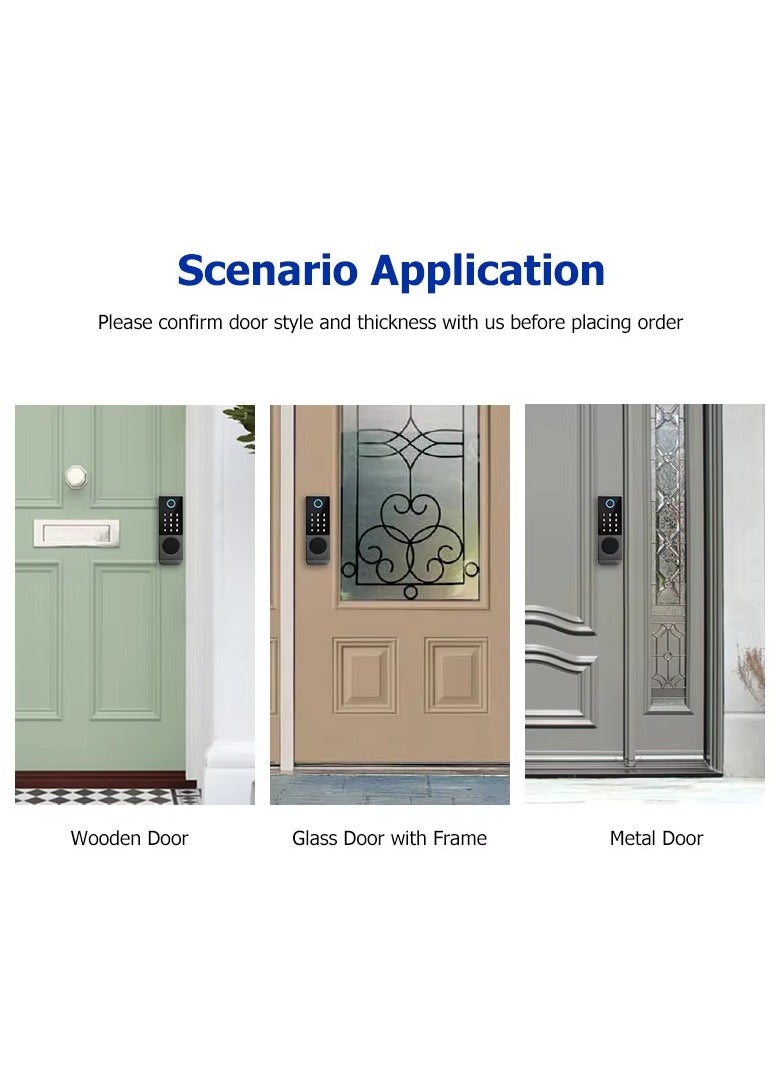 Tuya WiFi IP66 Waterproof Smart Door Lock, Outdoor Garden Double Side Fingerprint Lock, IC Card Code Key Remote App Home Electronic Rim Lock, Keyless Access Electronic Lock