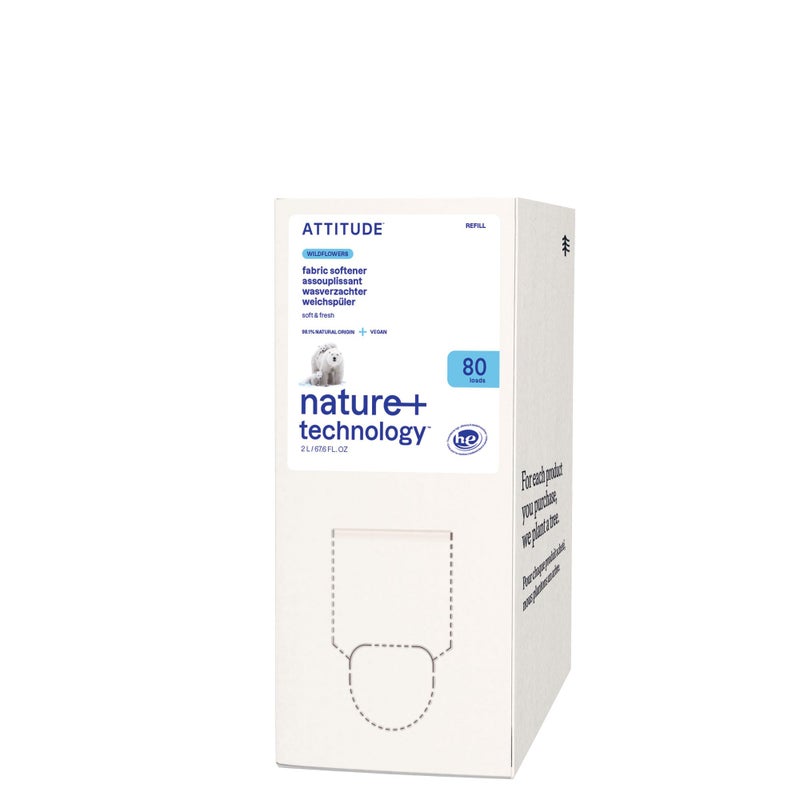 ATTITUDE Liquid Fabric Softener Refill PlantBased Vegan HE Compatible Naturally Derived Wildflowers Scent 80 Loads 676 Fl Oz