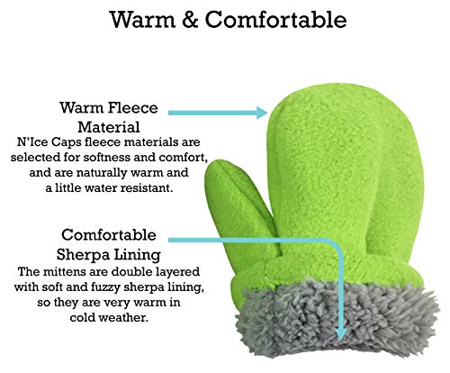 N'Ice Caps Baby Toddler Mittens Kids 2 Pairs Fleece Gloves Winter Warm Sherpa Lined (Black/Neon Green, 2-3 Years) - Image 5