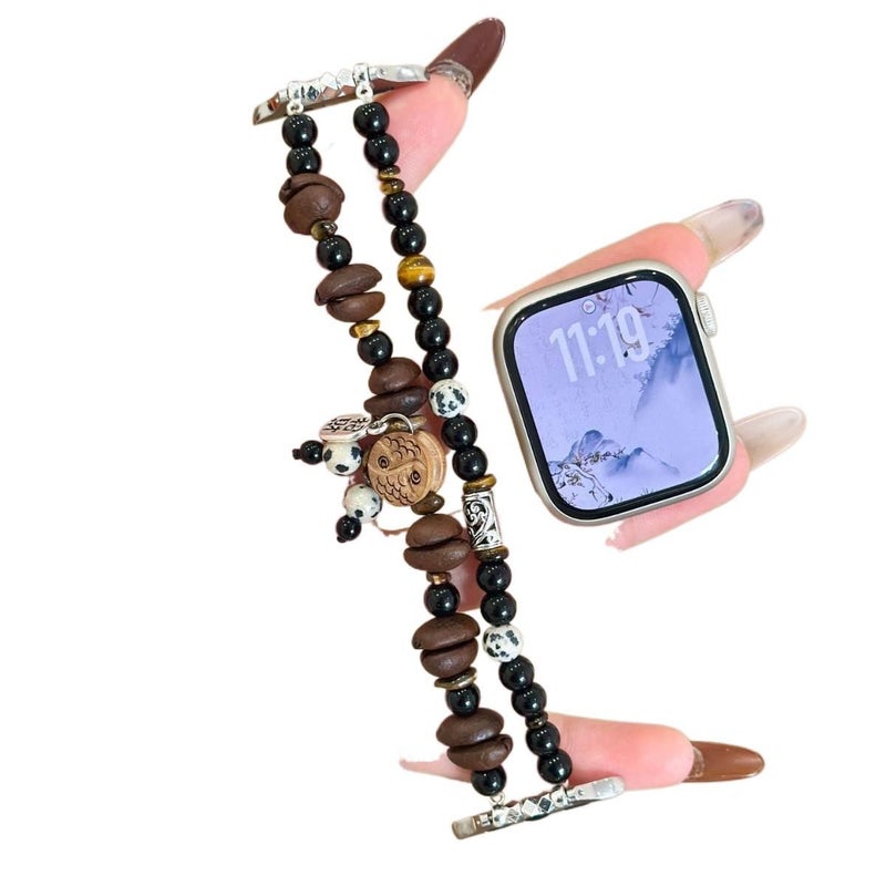 YZL سوار ساعة ذكية سوار راتنج متوافق مع Apple Watch بملاءمة قابلة للتعديل وحزام بديل للاستخدام اليومي باللون أسود قابل للتعديل 16cm - Image 4