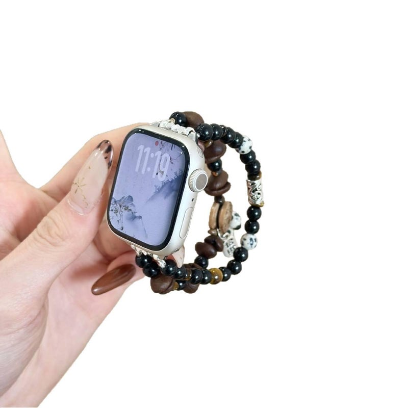 YZL سوار ساعة ذكية سوار راتنج متوافق مع Apple Watch بملاءمة قابلة للتعديل وحزام بديل للاستخدام اليومي باللون أسود قابل للتعديل 16cm - Image 5