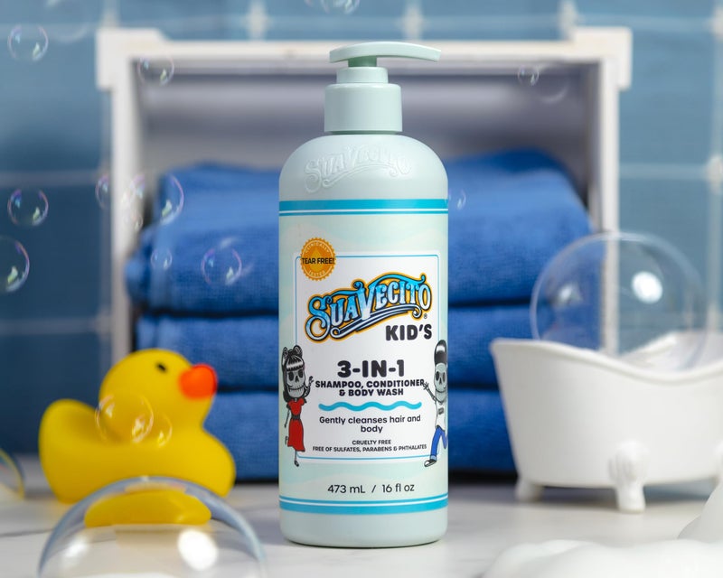 Suavecito Kid's 3-in-1 Shampoo, Conditioner, & Body Wash Milk & Honey Scent 16 oz Pump Bottle - Clinically Tested Cruelty Free Formula Free of Sulfate, Parabens, & Phthalates Ensuring No Tears - Image 4