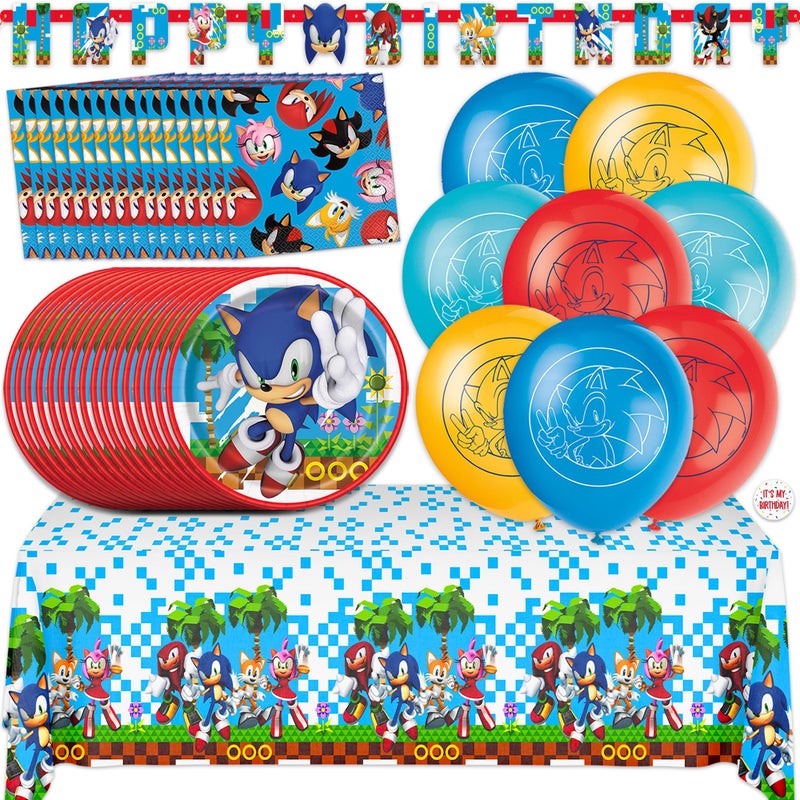 Unique Sonic Birthday Party Decorations Serves 16 Guests Balloons Banner Tablecloth Plates Napkins Sticker Officially Licensed - Image 2
