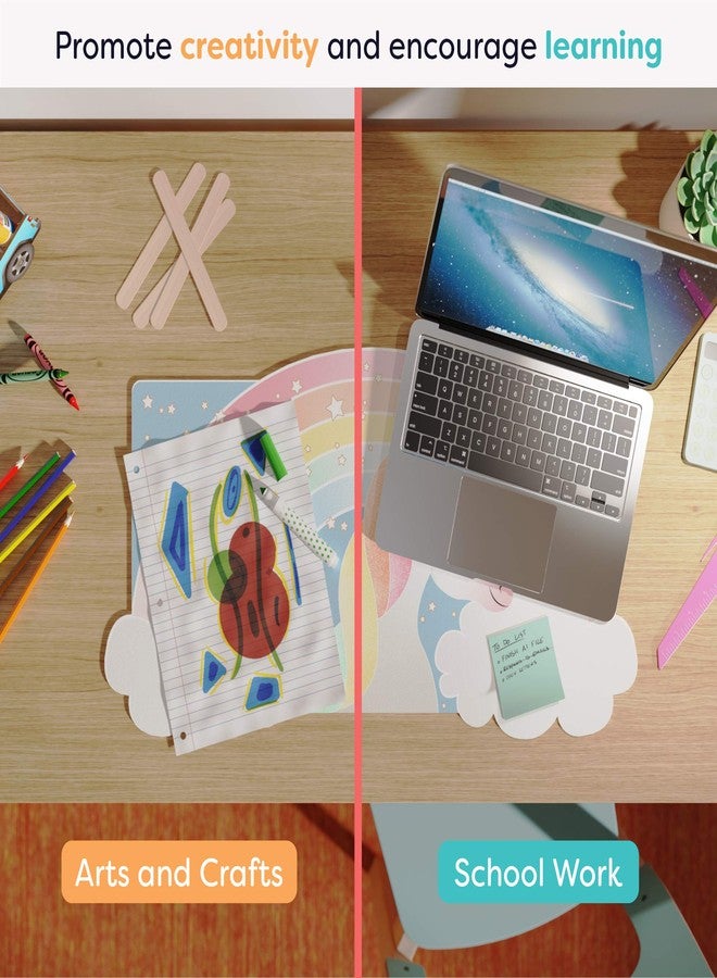 Uncommon Desks Kid's Desk Mat - for Schoolwork Arts & Crafts - Fun Computer & Mouse Pad Blotter - Washable Table Cover - Student School Organizer - Cute Office, Home, School Supplies - Unicorn Design - Image 3